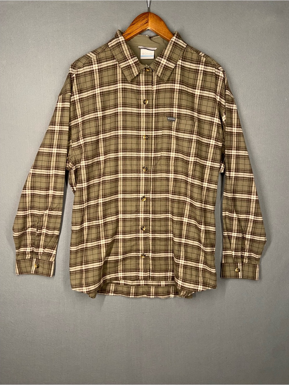 Columbia Olive Plaid Long-Sleeve Button-Down Shirt